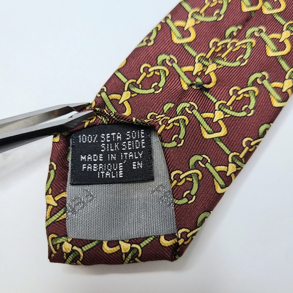 Fendi Cravatte Chain Link Printed Made In Italy Silk Tie - Picture 7 of 8